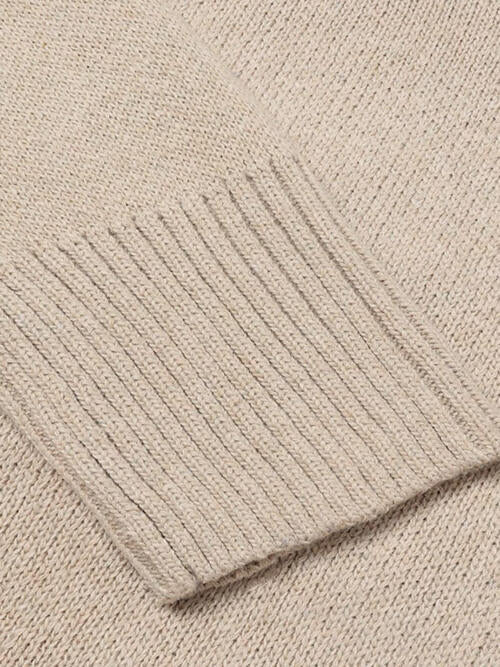 V-Neck Long Sleeve Knit Top - Cowaa