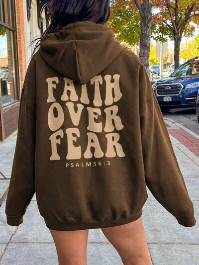 FAITH OVER FEAR Dropped Shoulder Hoodie - Cowaa