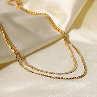 Gold-Plated Double-Layered Necklace - Cowaa