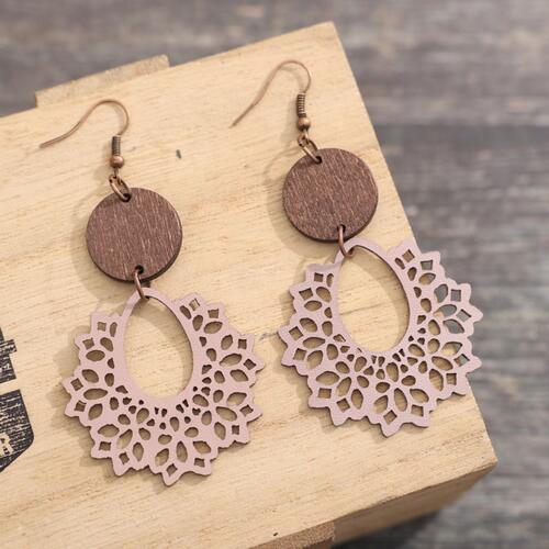 Geometric Cutout Dangle Earrings - Cowaa