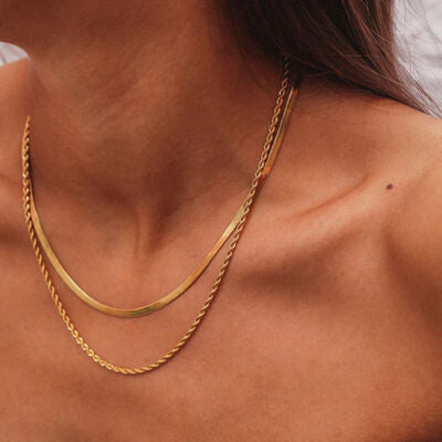 Gold-Plated Double-Layered Necklace - Cowaa