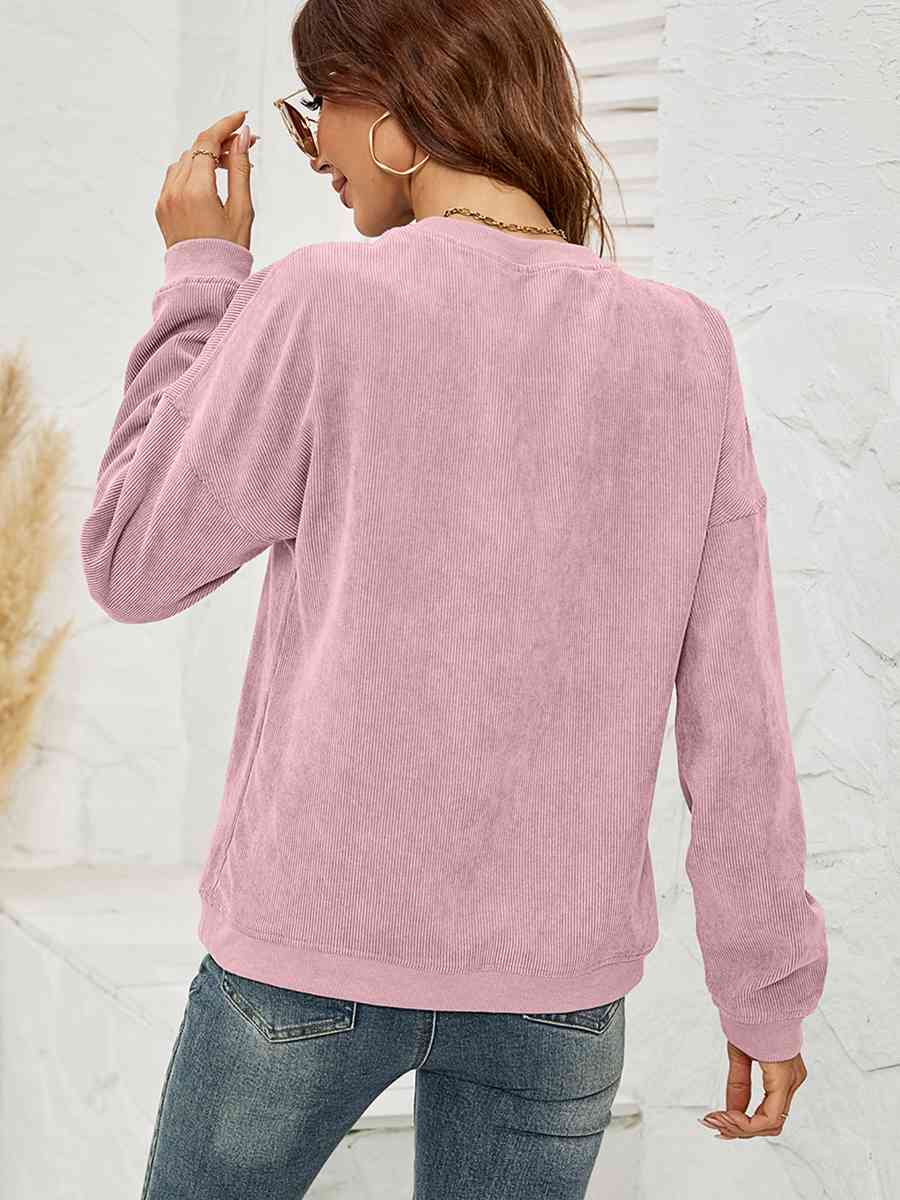Round Neck Long Sleeve MAMA Graphic Sweatshirt - Cowaa