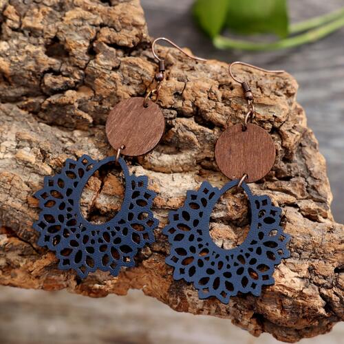 Geometric Cutout Dangle Earrings - Cowaa