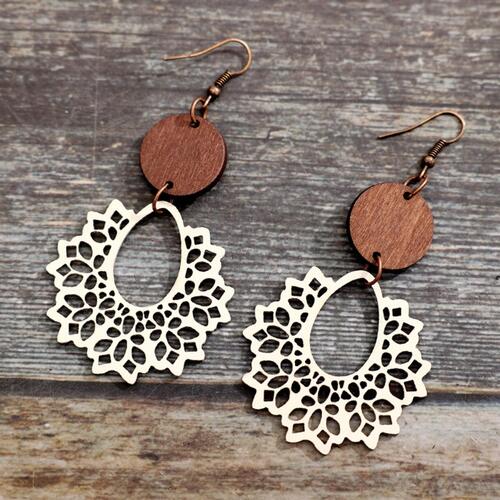 Geometric Cutout Dangle Earrings - Cowaa