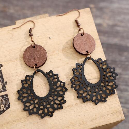 Geometric Cutout Dangle Earrings - Cowaa