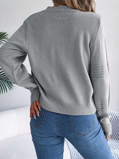 Round Neck Long Sleeve Sweater - Cowaa