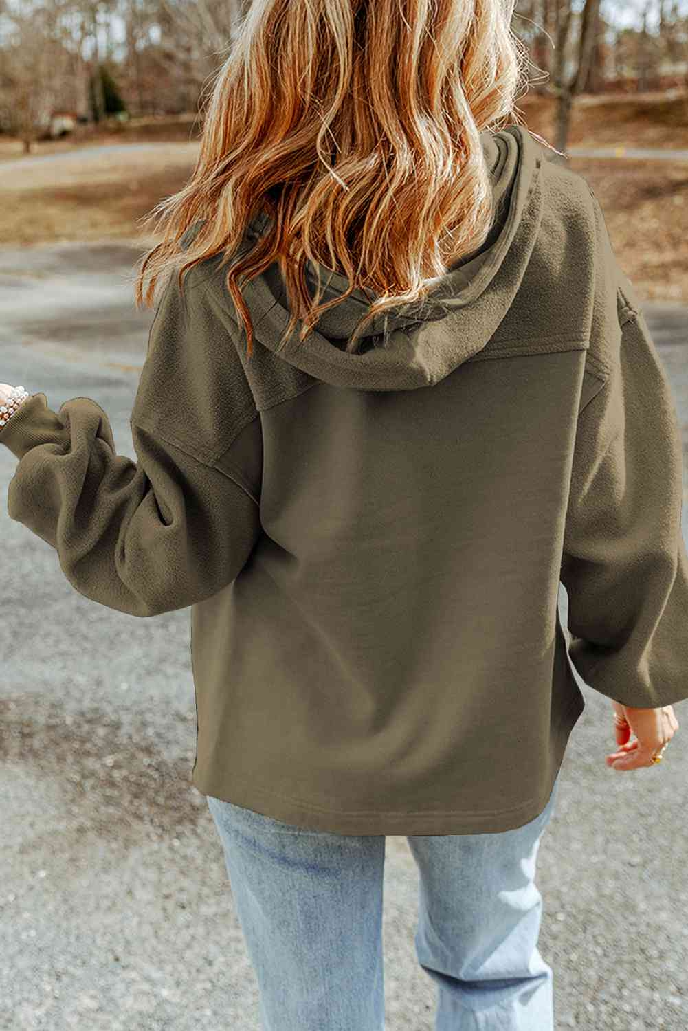 Zip-Up Drawstring Hooded Jacket - Cowaa