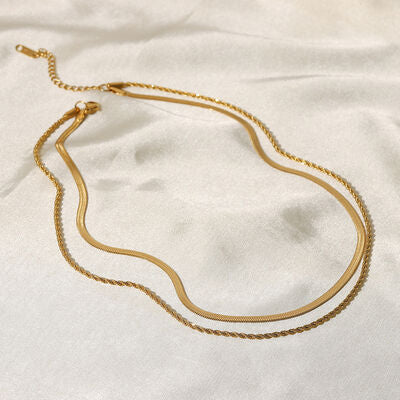 Gold-Plated Double-Layered Necklace - Cowaa