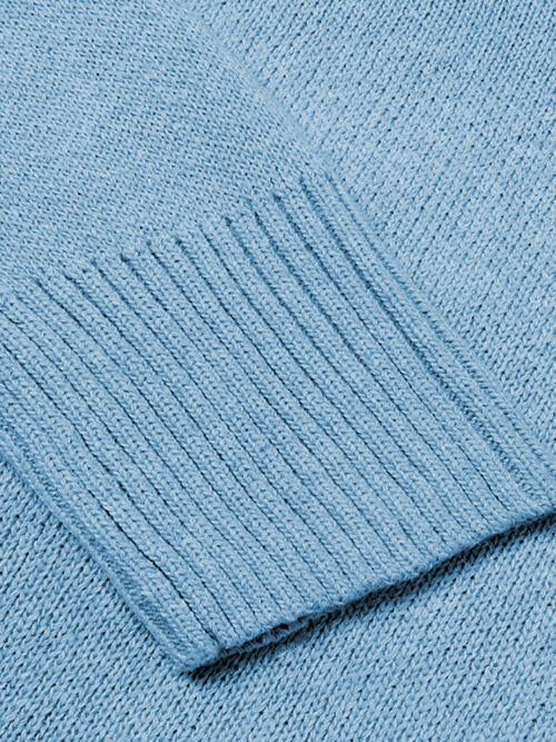 V-Neck Long Sleeve Knit Top - Cowaa