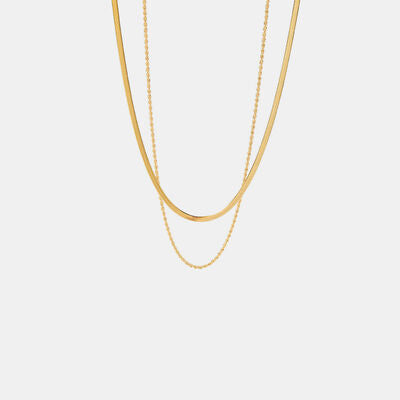 Gold-Plated Double-Layered Necklace - Cowaa