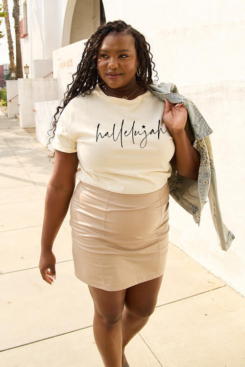 Simply Love Full Size Letter Graphic Short Sleeve T-Shirt - Cowaa