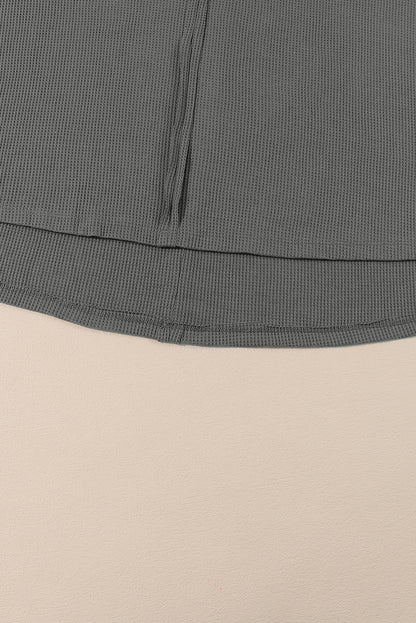 Crinkle Patchwork Long Sleeve Top - Cowaa