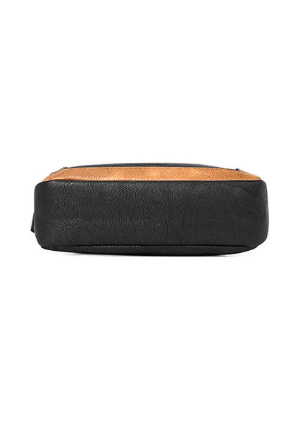Black Adjustable Strap Mini PU Leather Crossbody Bag - Cowaa