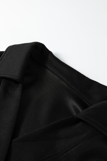 Bristol Black Collared V Neck Pullover Sweatshirt Sweatpants Set - Cowaa