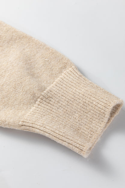 Parchment Button Lace Detail Raglan Sleeve Shift Mini Sweater Dress - Cowaa