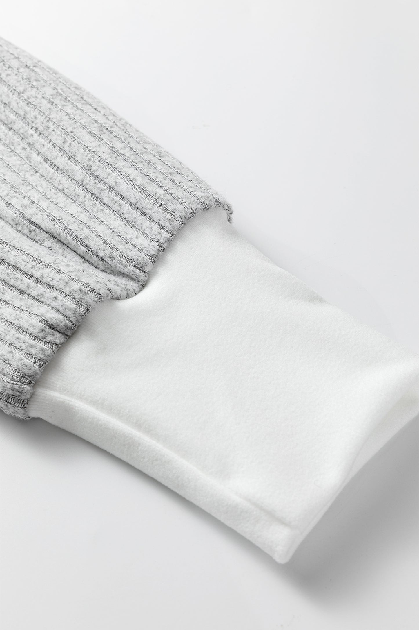 Gray Leopard Print Colorblock Patchwork Ribbed Knit Top - Cowaa