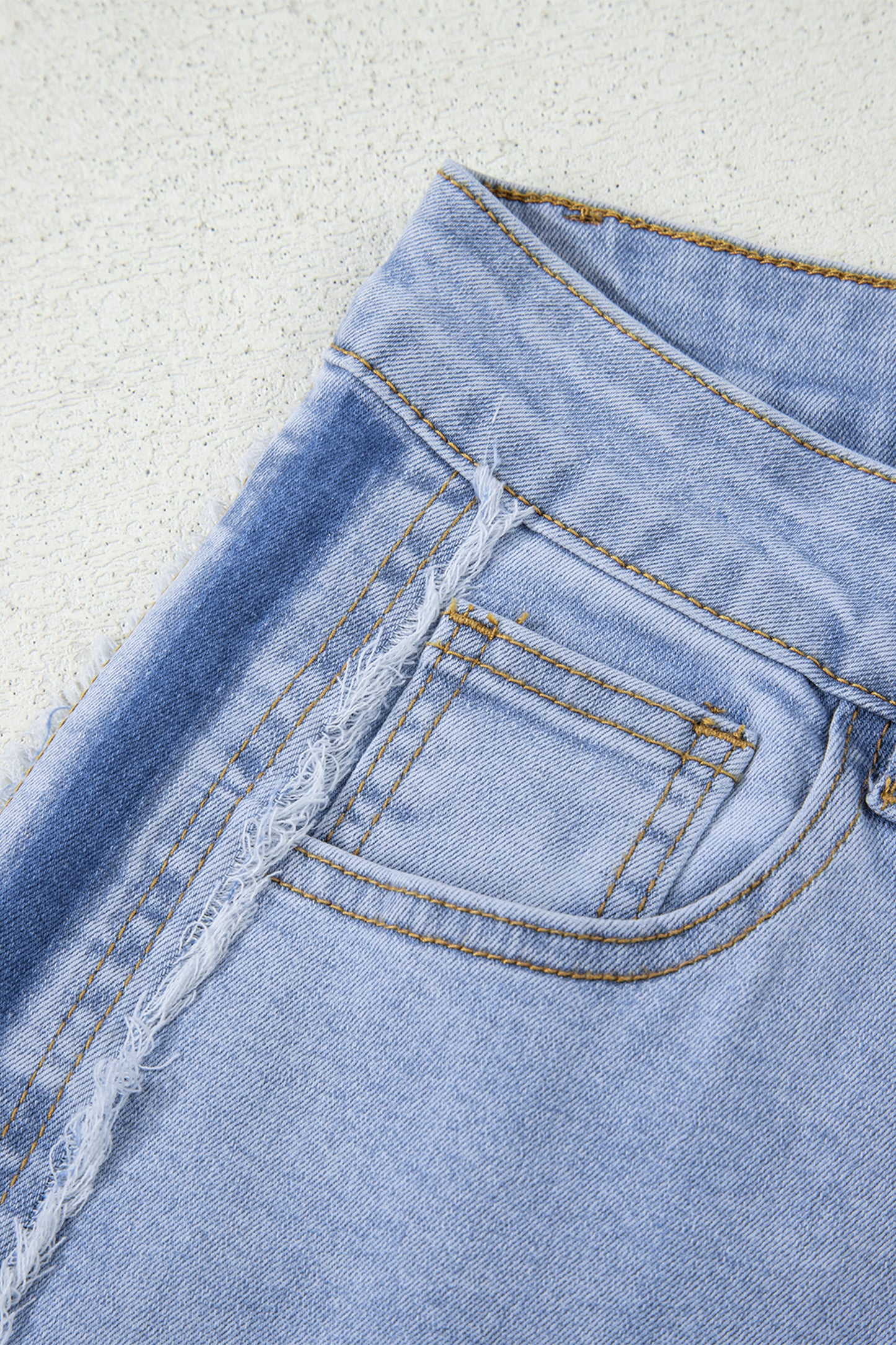 Beau Blue Contrast Stripe Frayed Side Panel Patchwork Shift Jeans - Cowaa