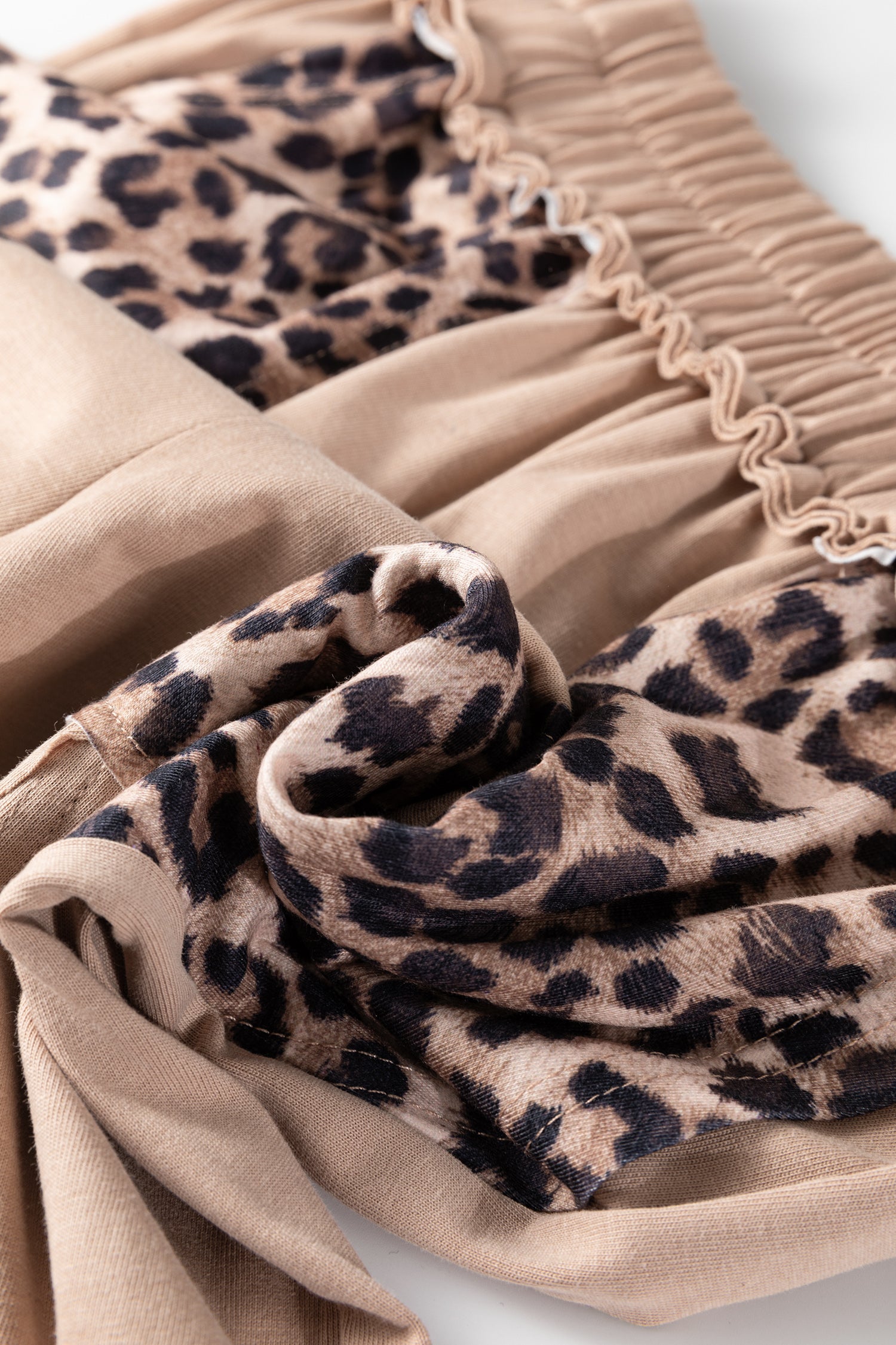 Straw Yellow Mineral Wash Leopard Patchwork Wide Leg Pants - Cowaa