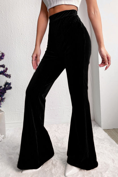 High Waist Corduroy Flare Pants - Cowaa
