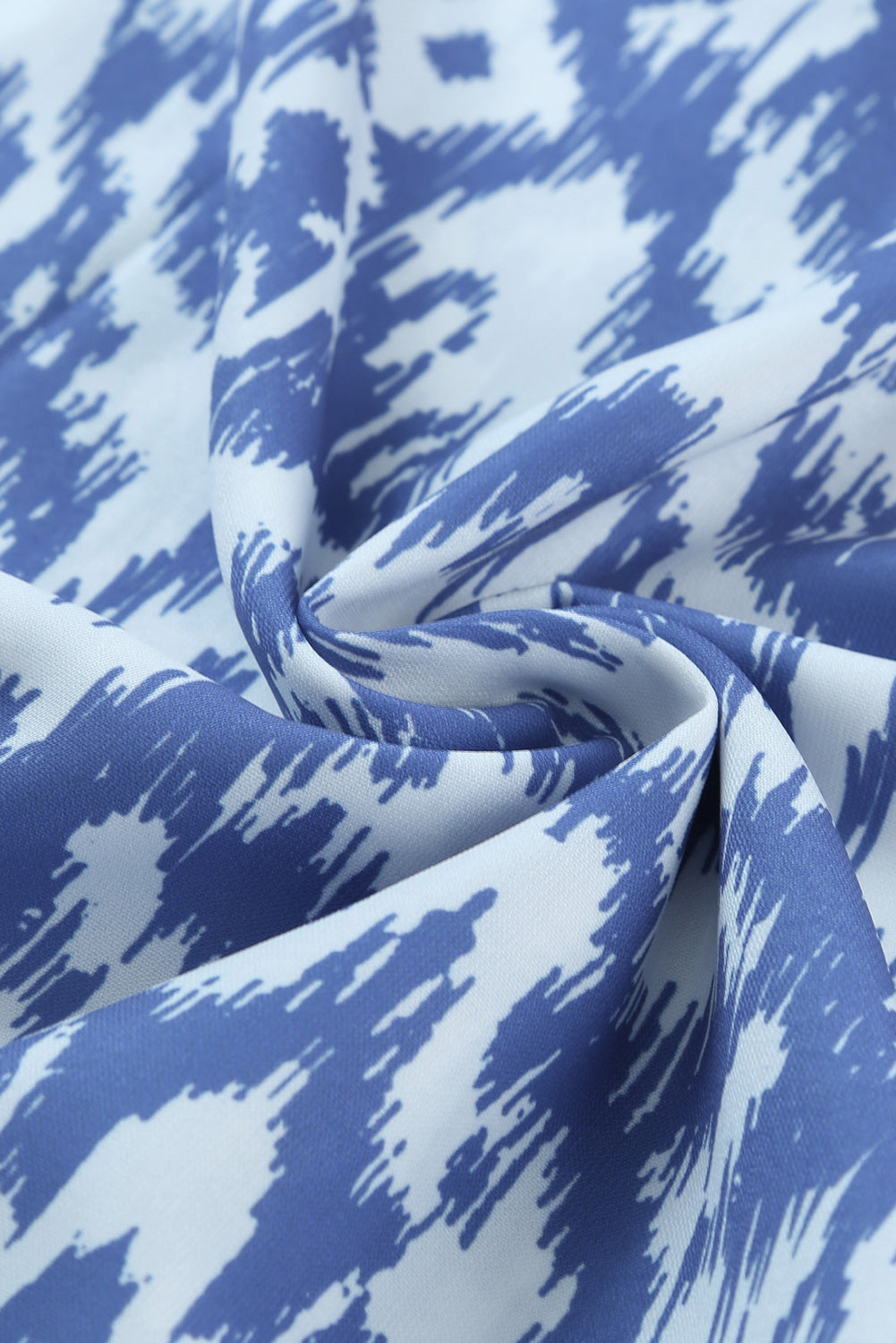 Sky Blue Geometric Print Casual V Neck Maxi Dress - Cowaa