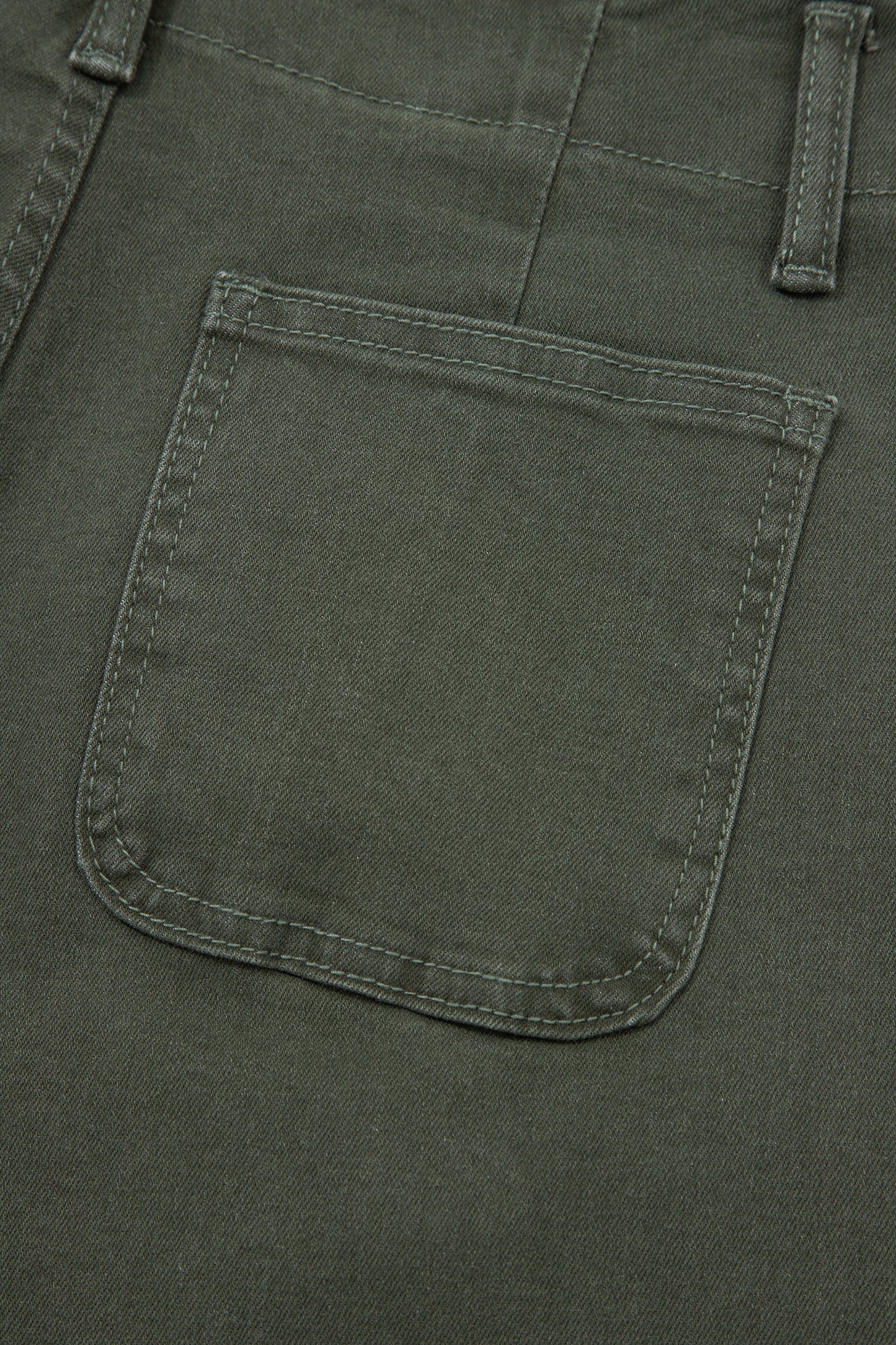 Mist Green 2-Button High Waist Flared Bottom Jeans - Cowaa