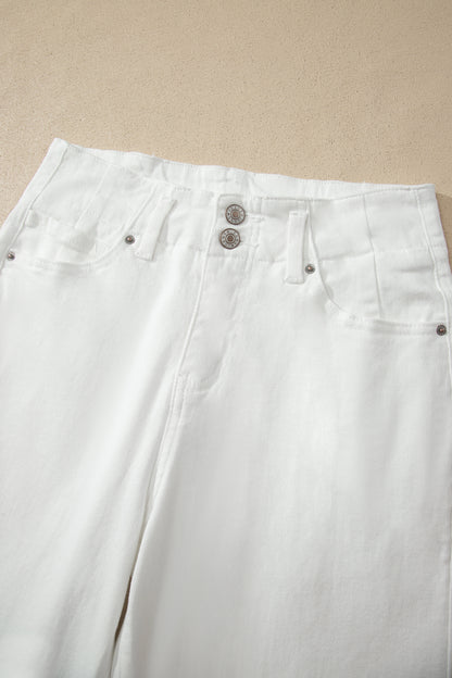 Black 2-Button High Waist Wide Leg Jeans