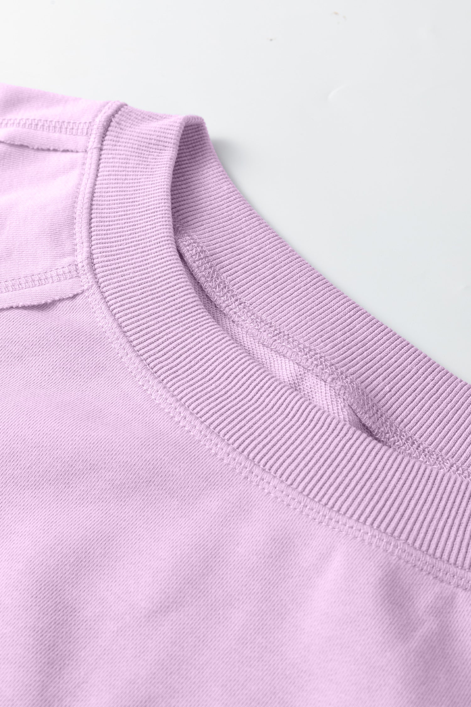 Orchid Petal Solid Color Raw Seam Patchwork Baggy Sweatshirt - Cowaa