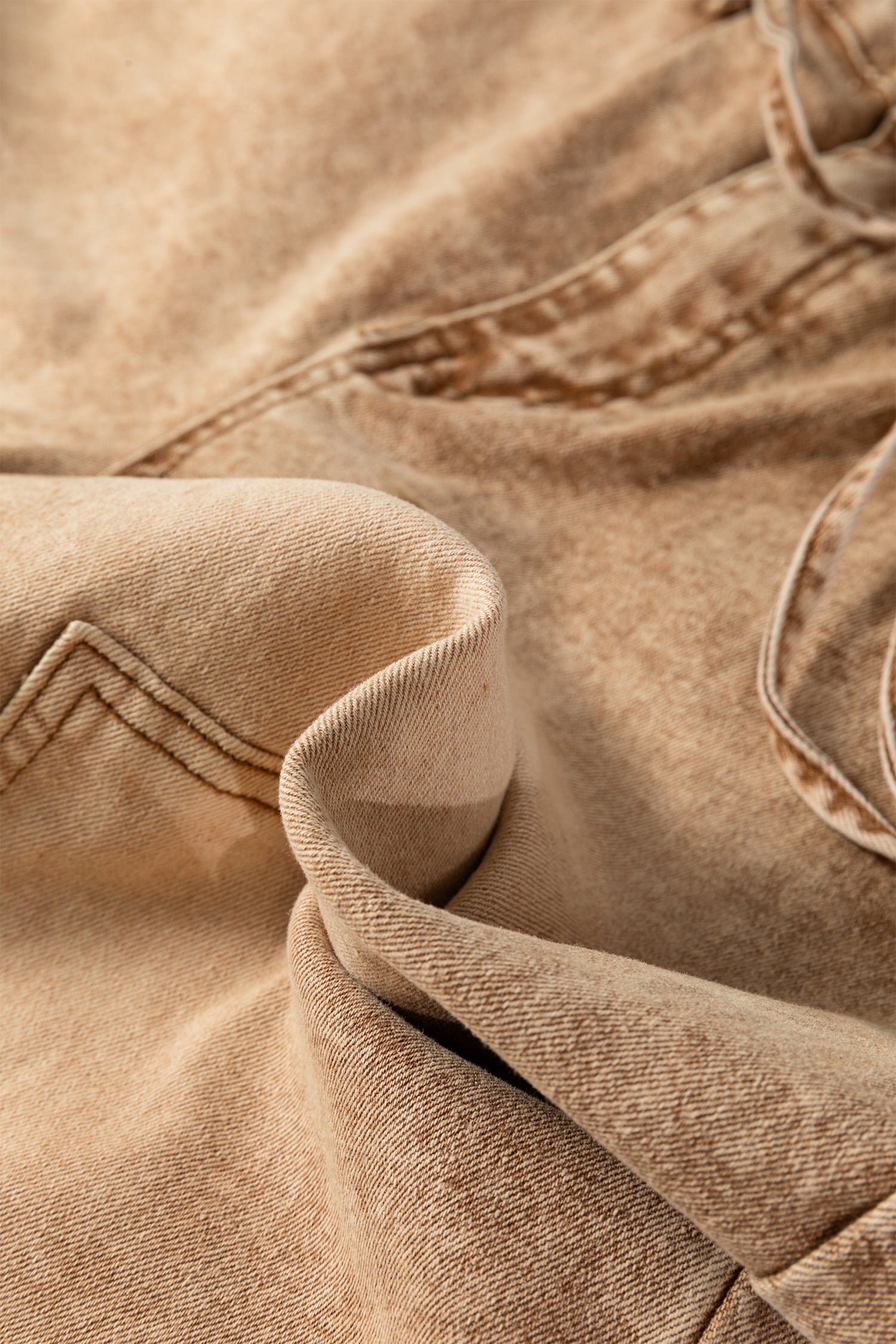 Smoke Gray Acid Wash Barrel Fit Denim Pants with Waist String - Cowaa