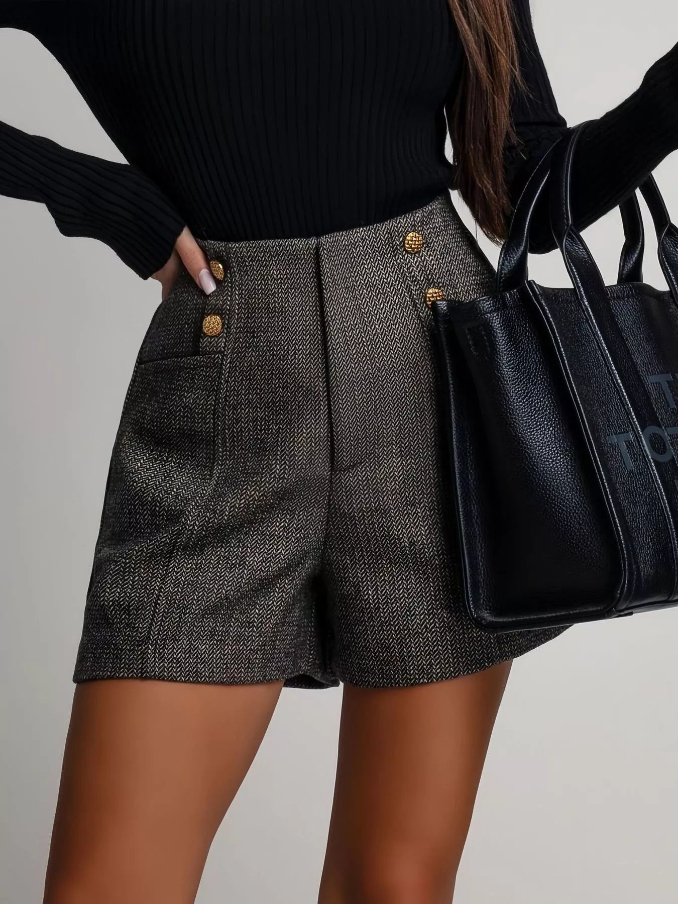 High-Waisted Tweed Shorts.