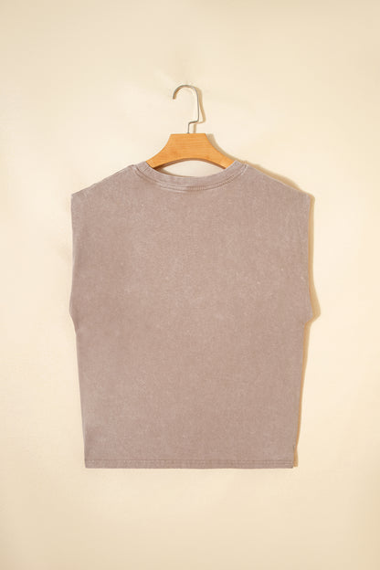 Smoke Gray Cowboy & Beer Western Graphic Mineral Wash Tank Top