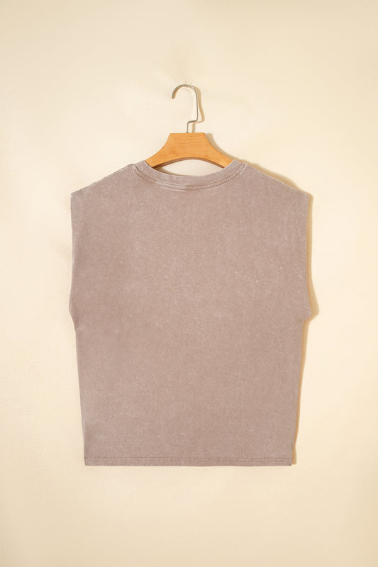 Smoke Gray Cowboy & Beer Western Graphic Mineral Wash Tank Top