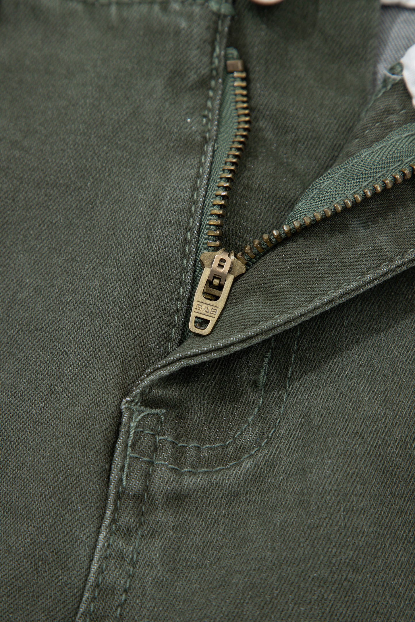 Mist Green 2-Button High Waist Flared Bottom Jeans - Cowaa