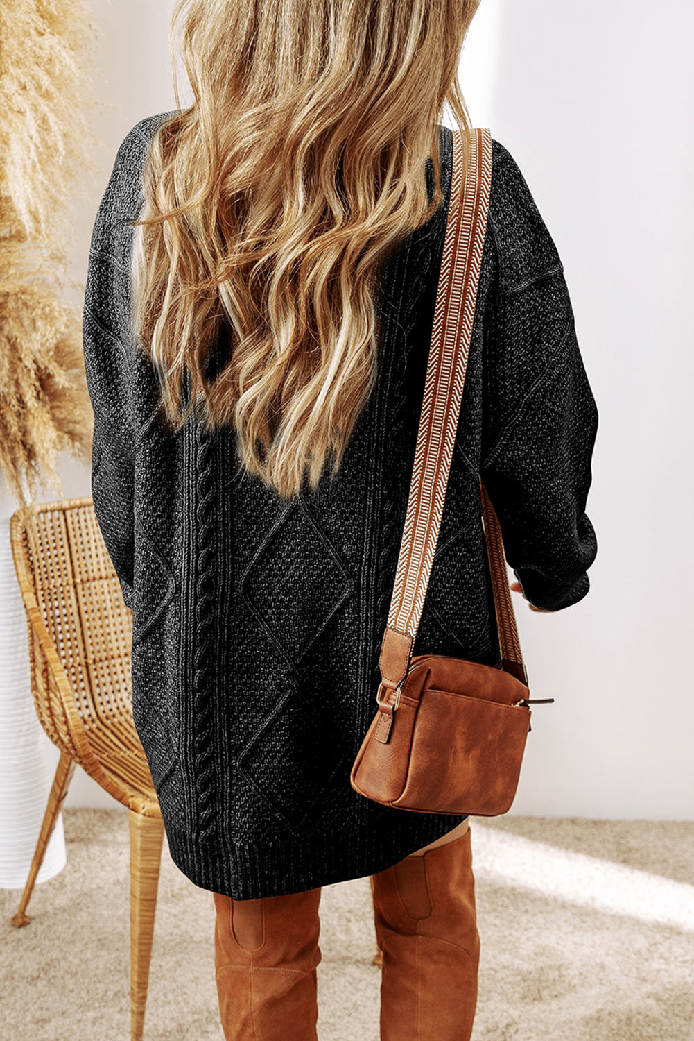 Knit Loose Fit Sweater Dress - Cowaa