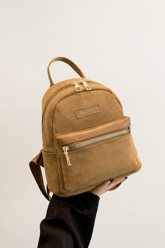 Suede Adjustable Strap Backpack Bag - Cowaa