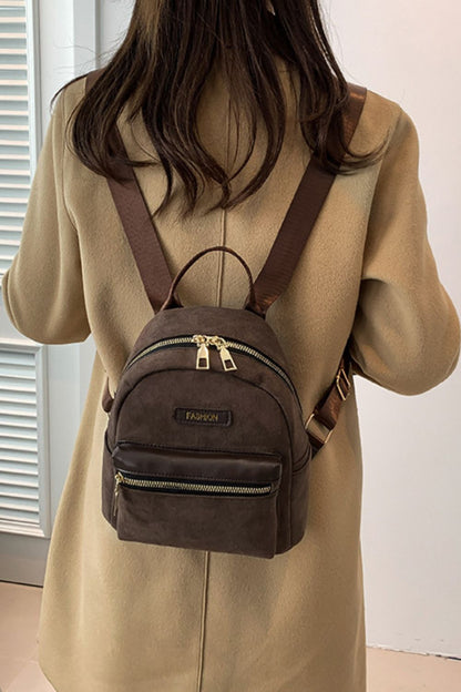 Suede Adjustable Strap Backpack Bag - Cowaa