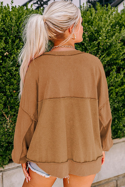 Slouchy Drop Shoulder Sweatshirt - Cowaa