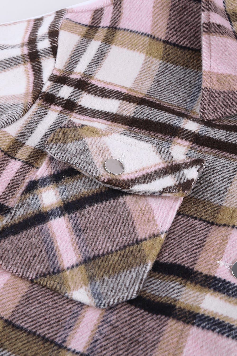 Plaid Button Front Pocket Shirt Shacket - Cowaa