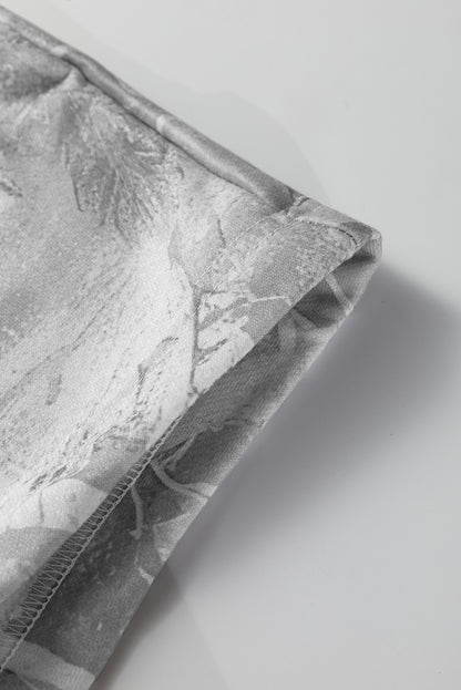 Gray Camouflage Woodland Print Oversized Sporty Hoodie