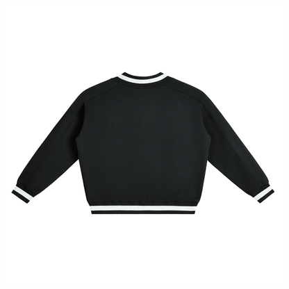 Nurse V-Neck Contrast Collar Boxy Sweatshirt