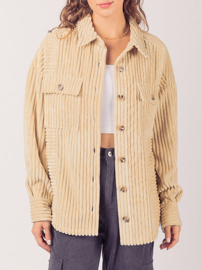 Button Up Long Sleeve Corduroy Shirt