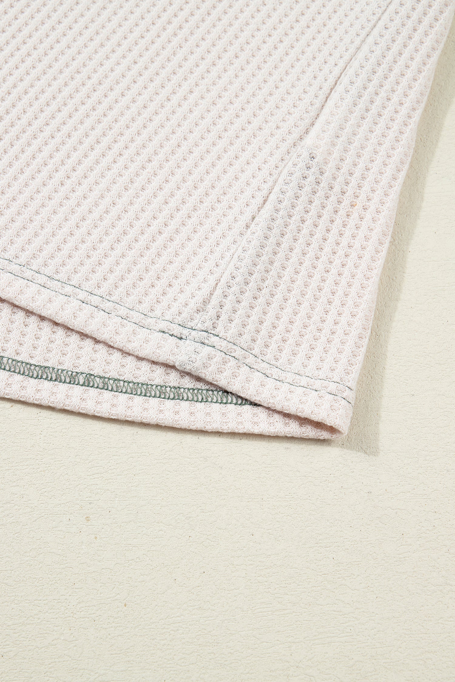 Mist Green Plus Size Waffled Color Block Long Sleeve Top - Cowaa