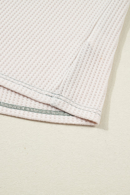 Mist Green Plus Size Waffled Color Block Long Sleeve Top - Cowaa