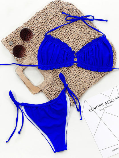 Frill Trill Halter Neck Bikini Set - Cowaa