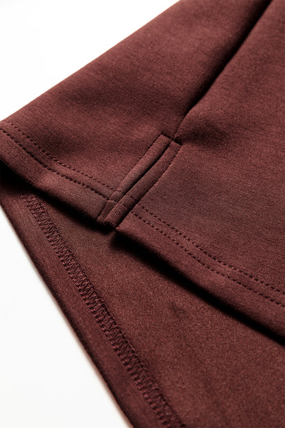 Coffee Contrast Plaid Trim Patchwork Collared Plus Size Shift Mini Dress