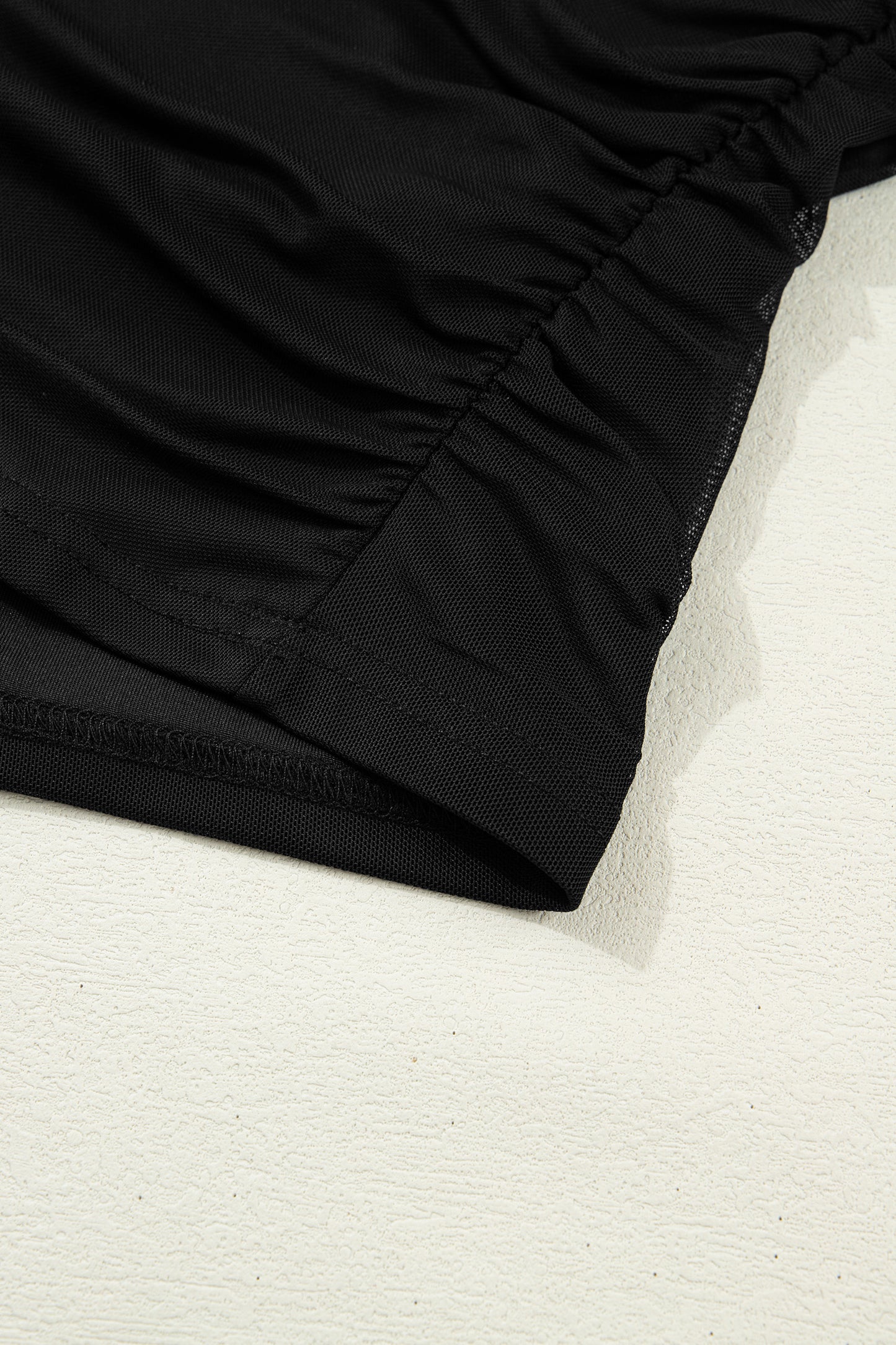 Black Sheer Mesh Patchwork High Neck Long Sleeve Top