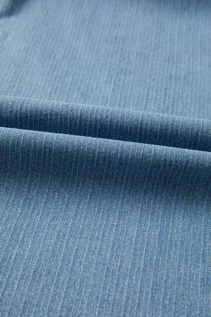 Dusk Blue Patched Pocket Textured Wide Leg Plus Size Jeans