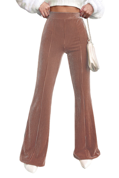 High Waist Corduroy Flare Pants - Cowaa