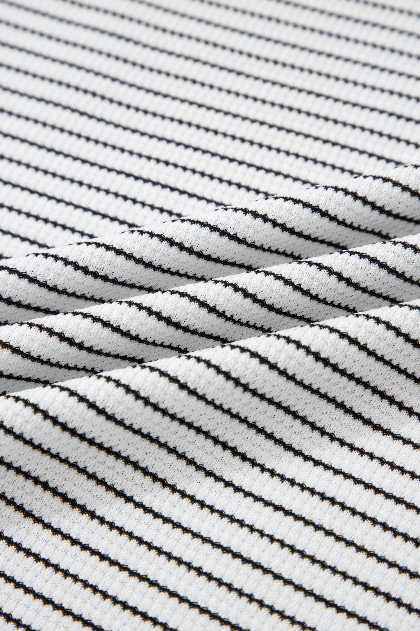 White Stripe Contrasted Ruffle Trim Loose Long Sleeve Top - Cowaa