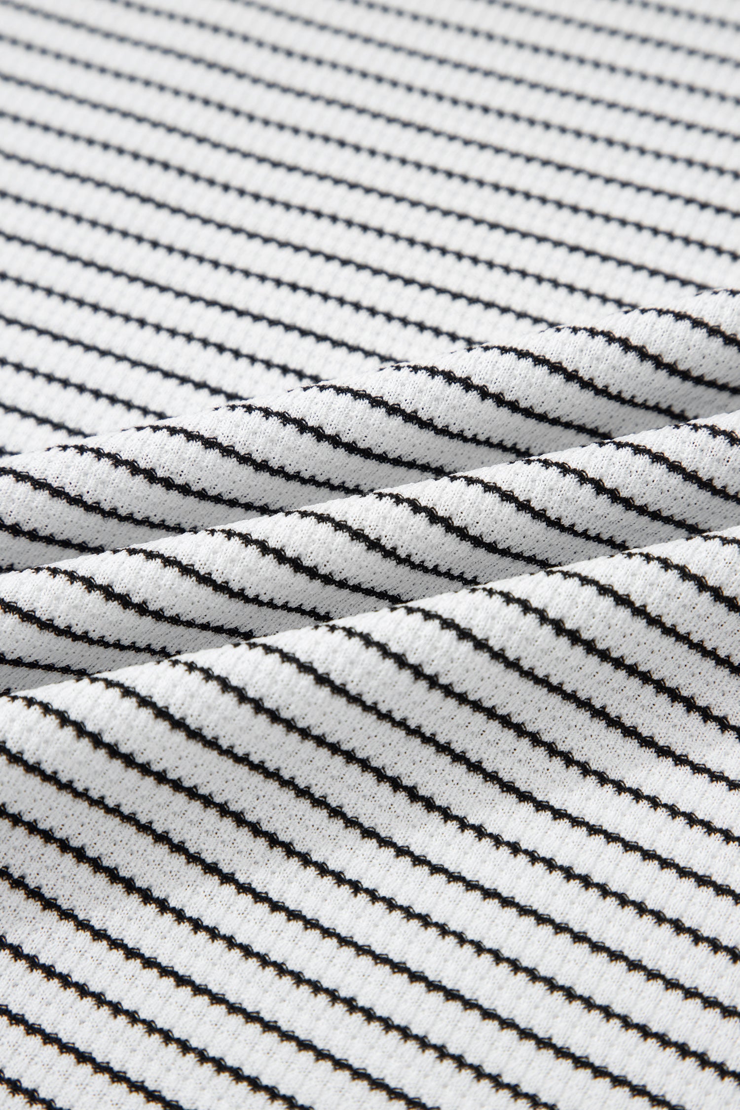 White Stripe Contrasted Ruffle Trim Loose Long Sleeve Top - Cowaa