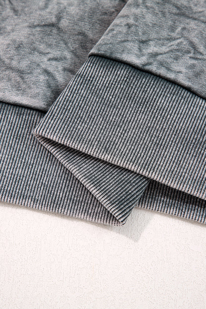 High-rise saved by grace Letter Embroidery Mineral Wash Loose Sweatshirt - Cowaa